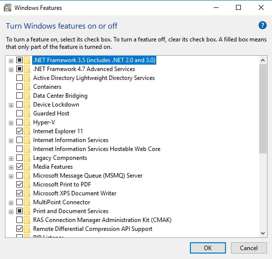 Turn on .NET Framework 3.5 to fix GfxUI has stopped working on Windows 7 and 10.