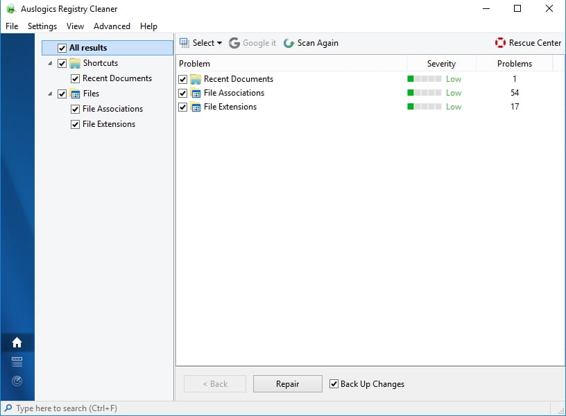 You can repair all your registry issues in just one click