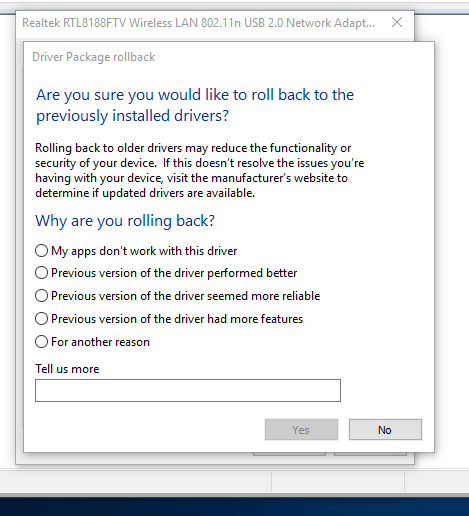 Feel free to roll back if the new driver is malfunctioning. 