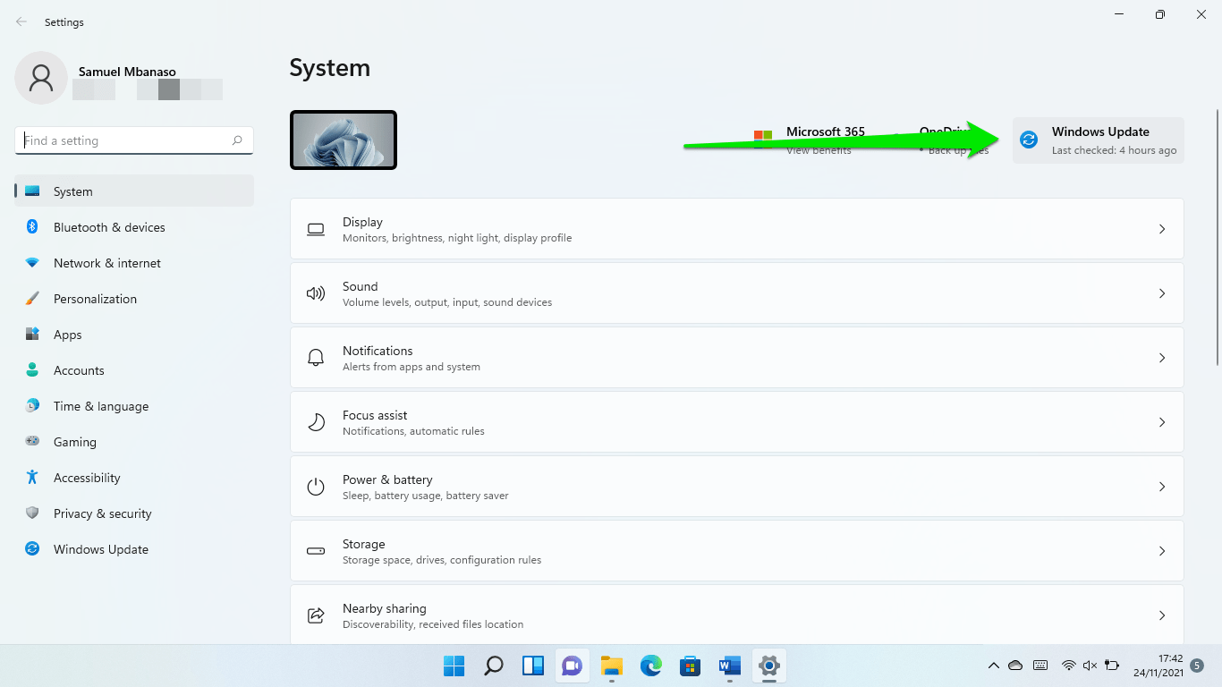 After entering the Windows Update interface, click on the “Check for Updates” button