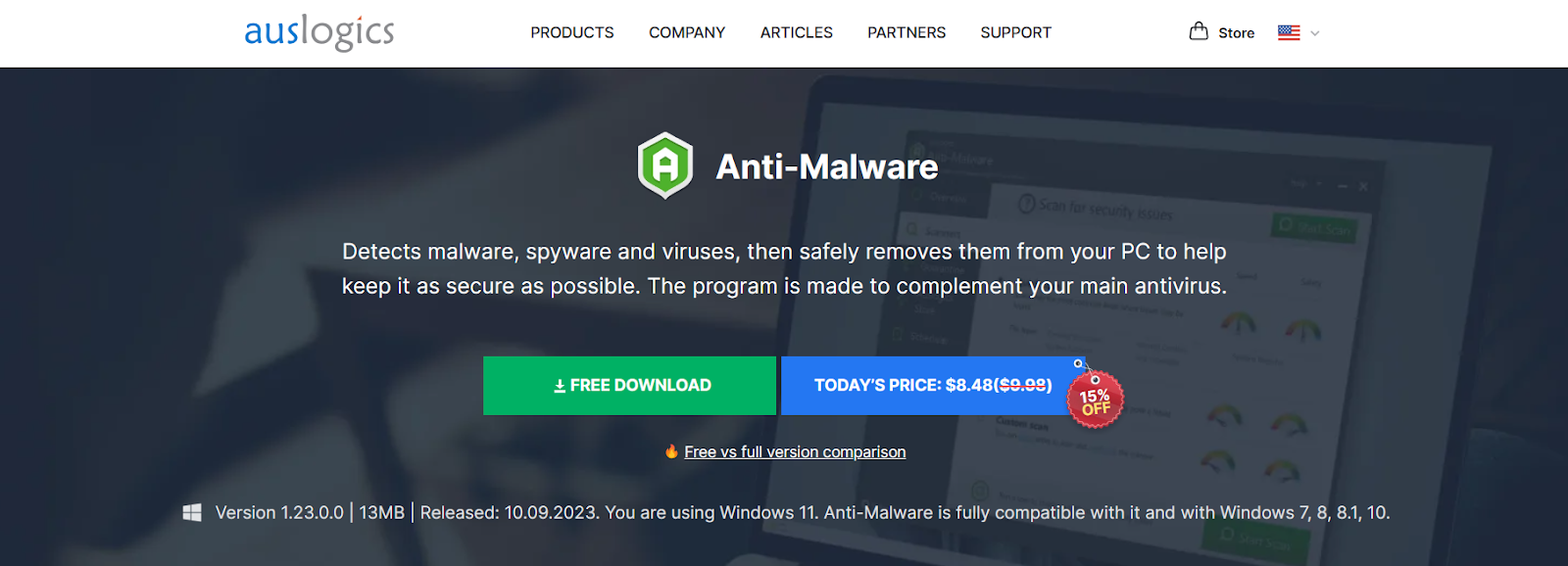 Download Auslogics Anti-Malware from the official website