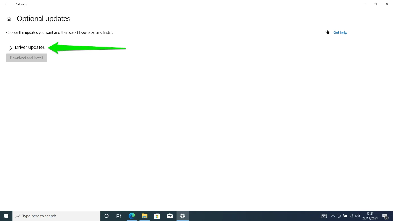 Once you see the Optional Updates page, expand the Driver Updates section and check for your driver