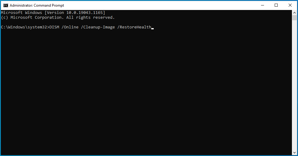 Run DISM/ Online/ Cleanup-Image/ RestoreHealth.