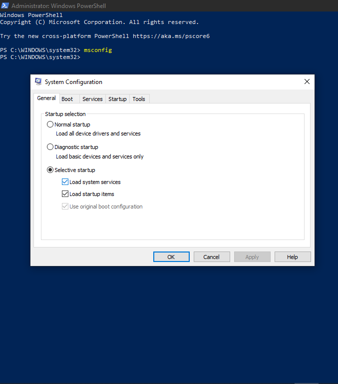 Create a Shortcut to msconfig