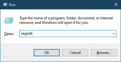 Run regedit on Windows PC