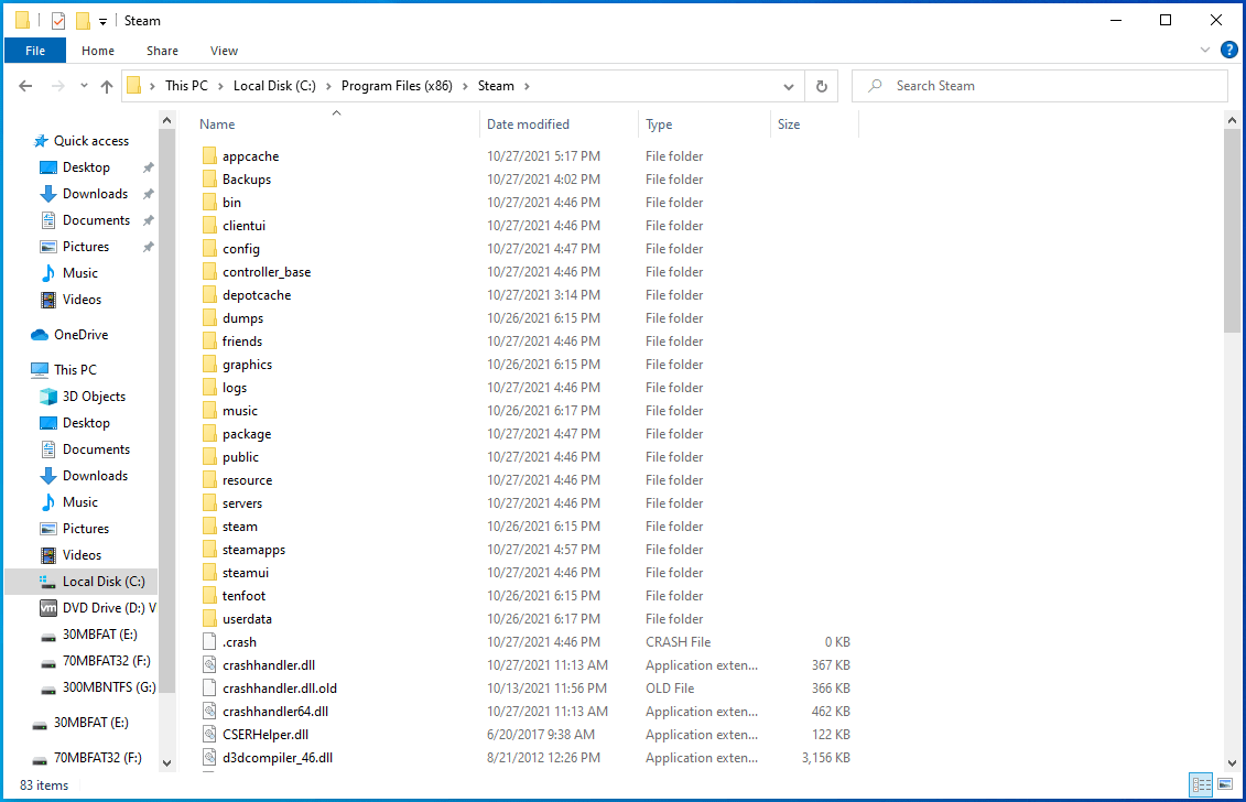 Open the Steam folder.