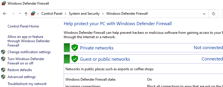 Disable the Windows firewall