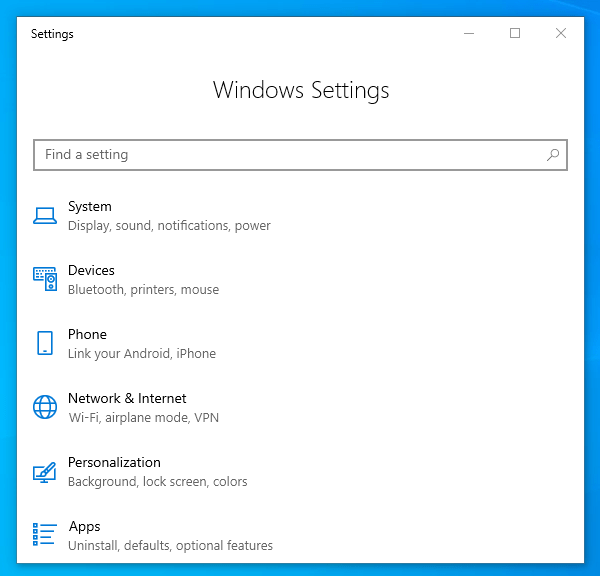 Open Settings by pressing Win+I